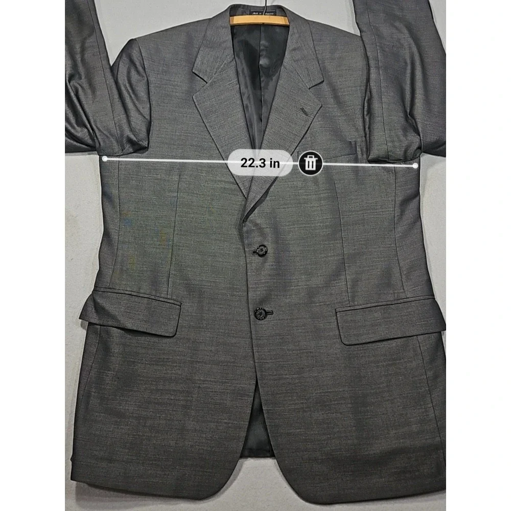 VTG Jeffrey Banks Couture Blazer Suit Jacket Grey Sharkskin Sz 44L